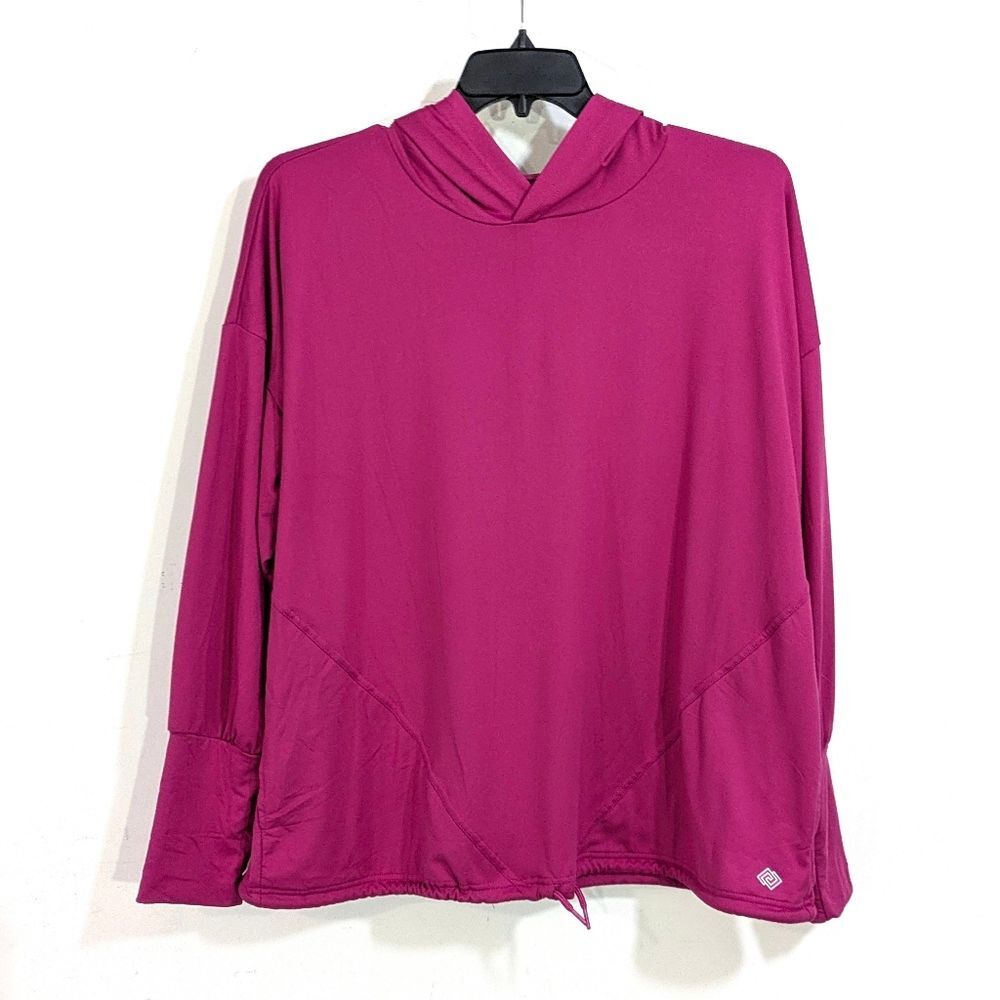 Zelos Stretchy Pink Athletic Hoodie With Drawstring Hem - Size 1X Womens XL